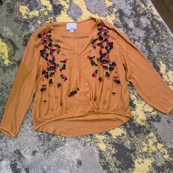 Chloe Oliver Anthropologie Embroidered Blouse Small EUC - Picture 2 of 5